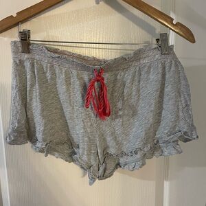 Aerie Gray Sleep Shorts with Pink Tie
